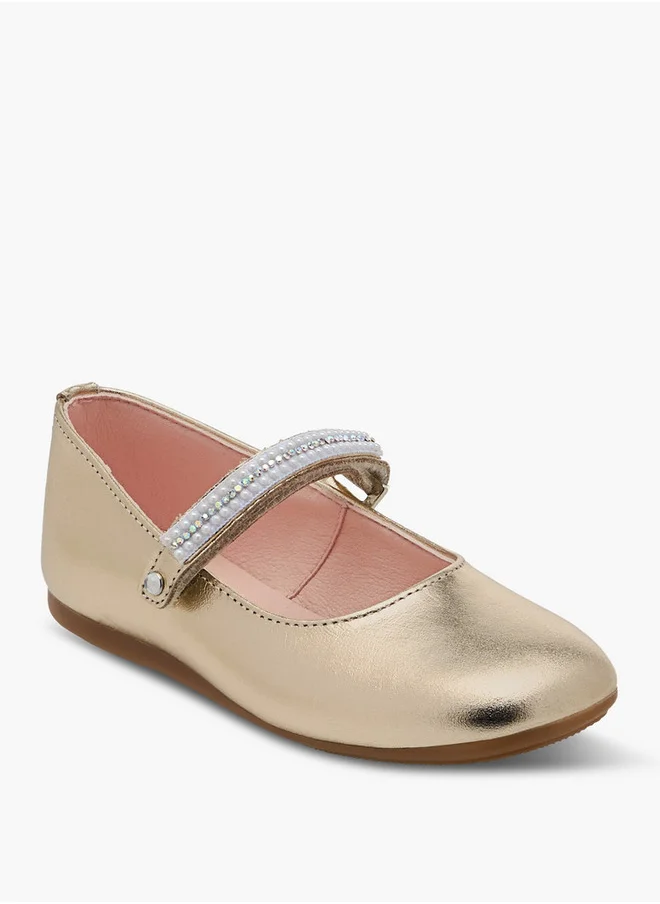 بابلوسكي Girls' Pearl Embellished Mary Jane Shoes with Hook and Loop Closure