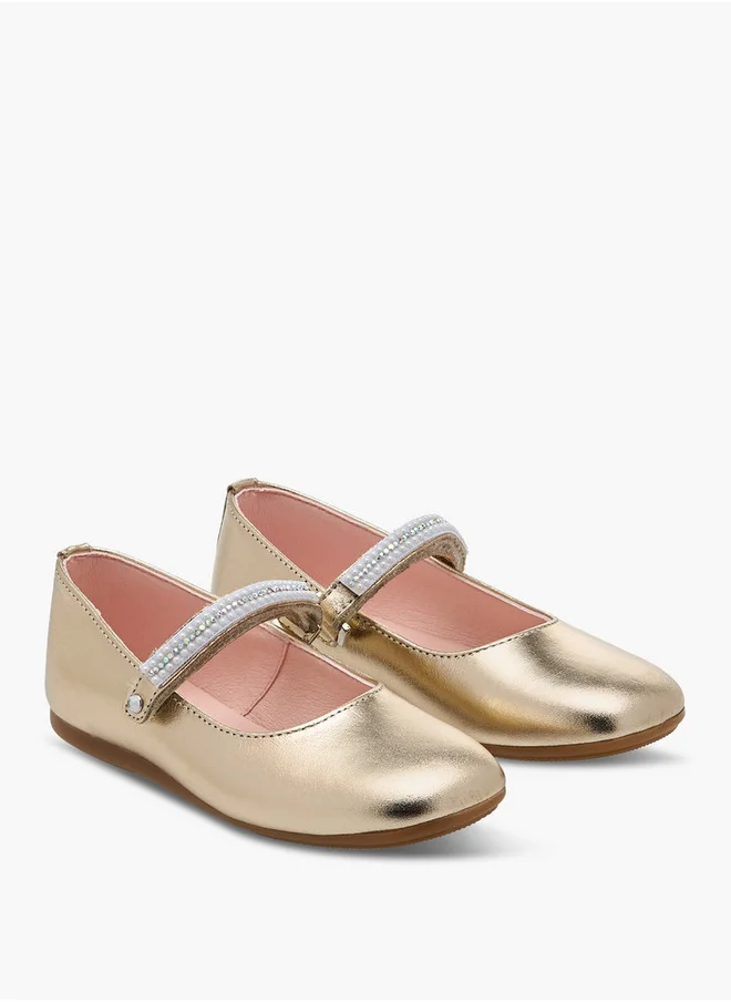 بابلوسكي Girls' Pearl Embellished Mary Jane Shoes with Hook and Loop Closure