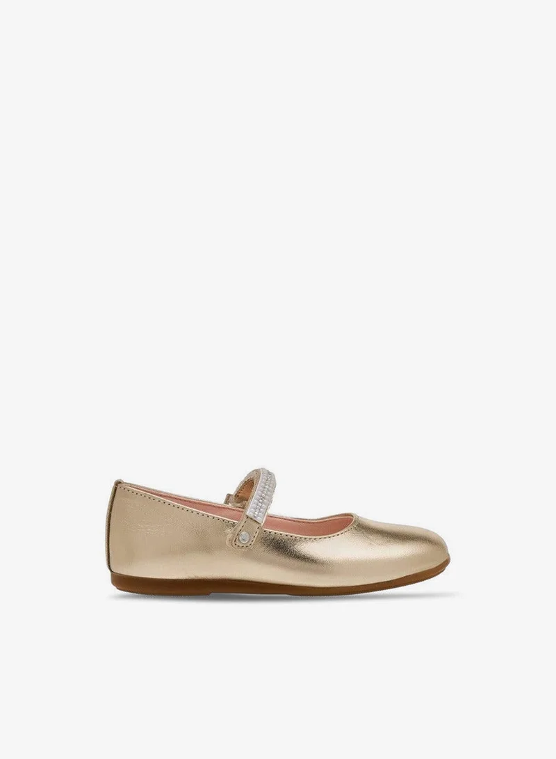 Pablosky Girls' Pearl Embellished Mary Jane Shoes with Hook and Loop Closure Ramadan Collection