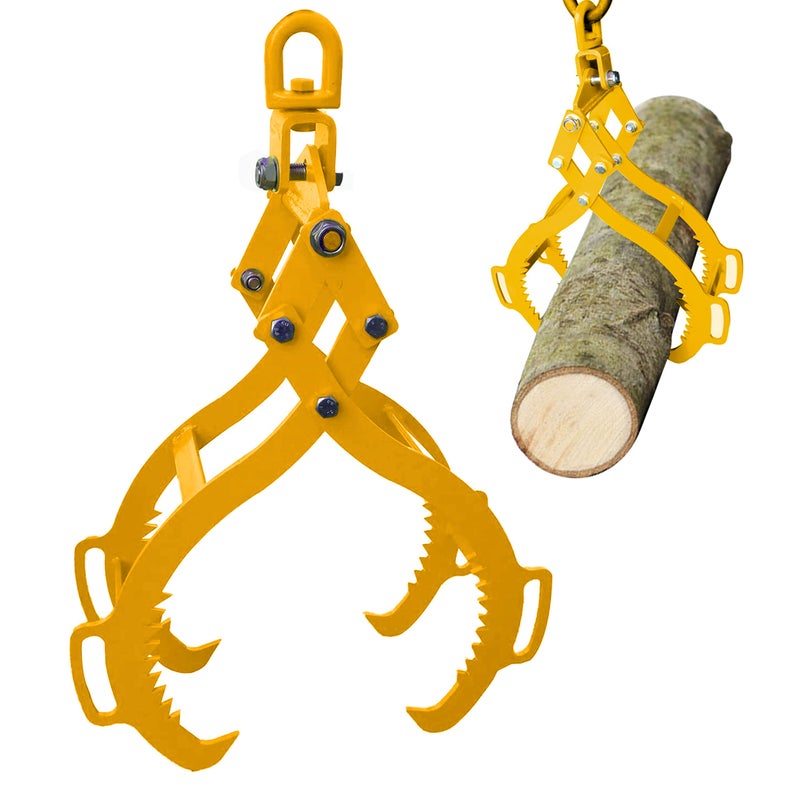 32 بوصة ملقط رفع الخشب مقبض الخشب 4 مخالب ثقيلة من الصلب الصلب دوار سحب ملقط رفع الخشب