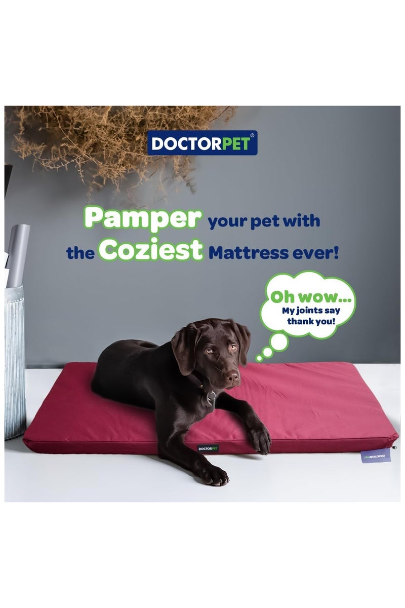 DOCTERPET Doctor Pet Gelato Series Crate Mattress X-Large - 69x107x6cm - Burgundy - Soft Washable Fabric, Cooling Effect, Eco-Friendly Fill, Non-Slip Base - Ideal for Large Dogs - Image 4