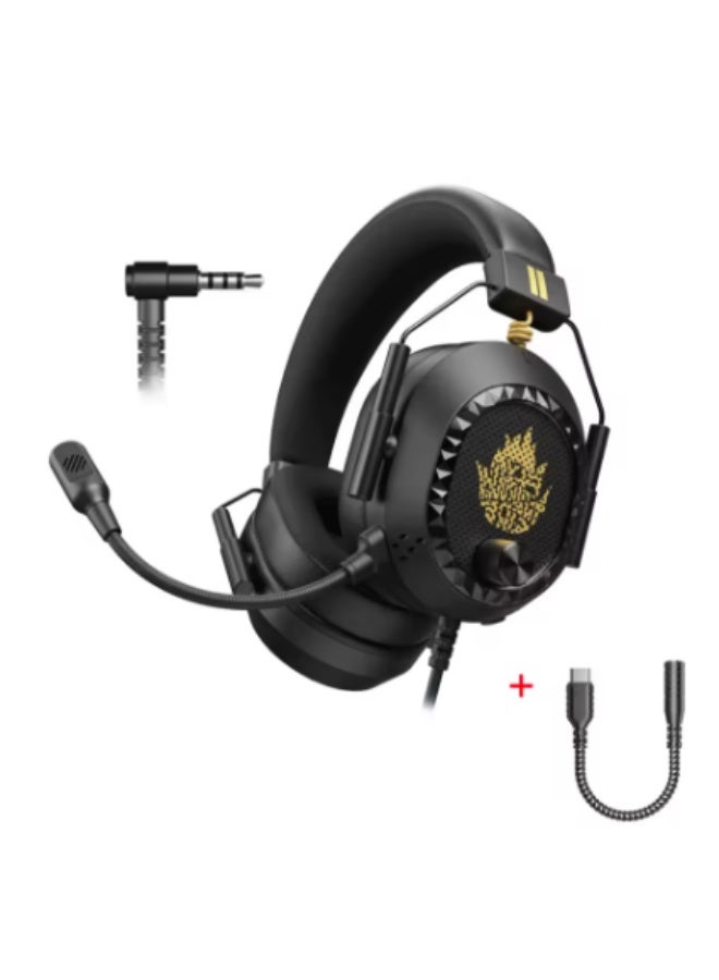 بليكستون سماعة ألعاب بليكستون G900 مع محول من مسمار 3.5 مم إلى نوع تايب سي وميكروفون عازل للضوضاء سماعة رأس فوق الأذن للألعاب مع صوت جهير فائق وزن خفيف 256g وكابل بطول 2 متر للأداء الفائق اللون الأسود الملكي - Image 1