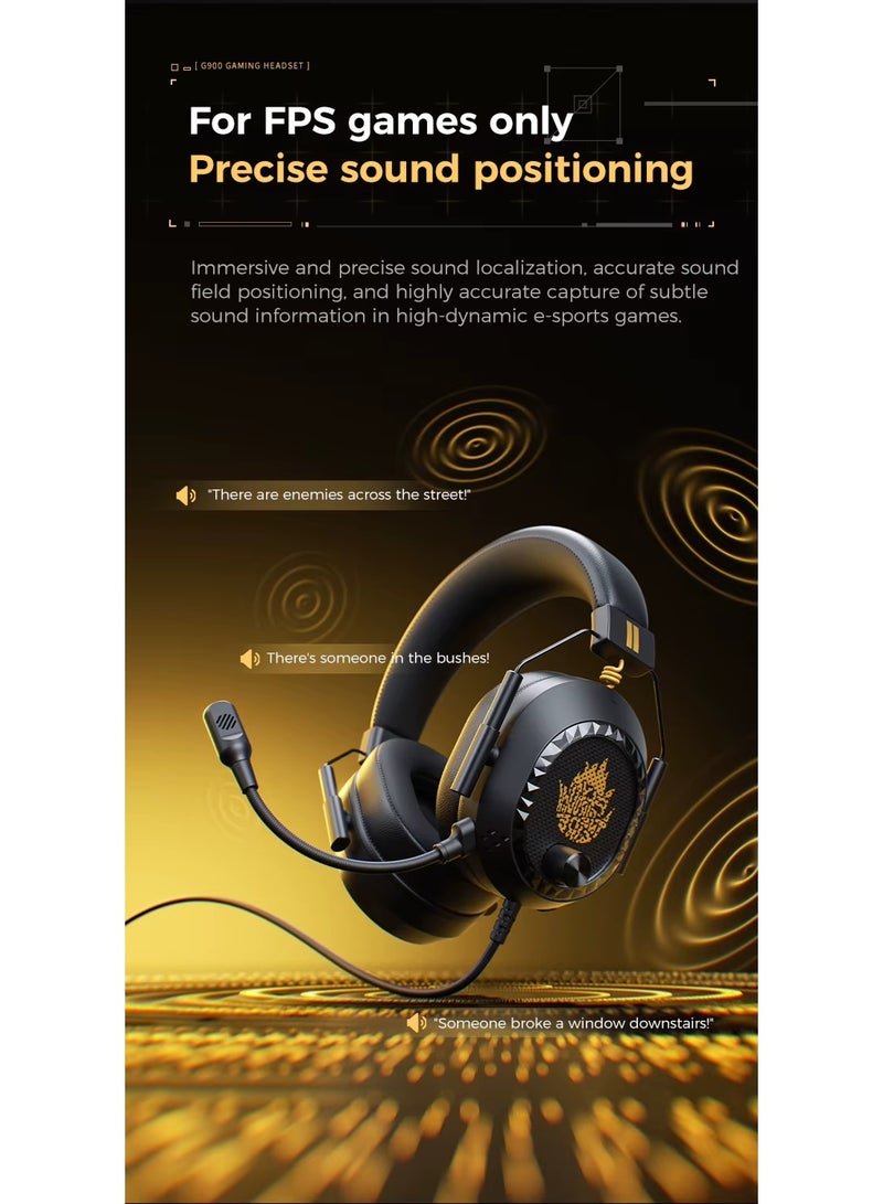 بليكستون سماعة ألعاب بليكستون G900 مع محول من مسمار 3.5 مم إلى نوع تايب سي وميكروفون عازل للضوضاء سماعة رأس فوق الأذن للألعاب مع صوت جهير فائق وزن خفيف 256g وكابل بطول 2 متر للأداء الفائق اللون الأسود الملكي - Image 5
