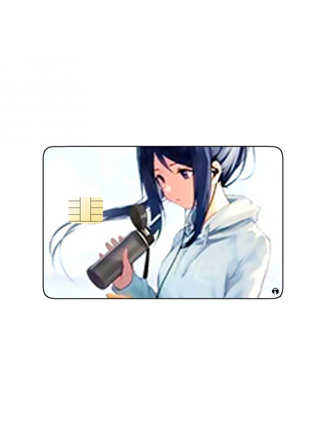 RKN PRINTED BANK CARD STICKER Cute Anime Girl Drawing By The Sea - Image 2