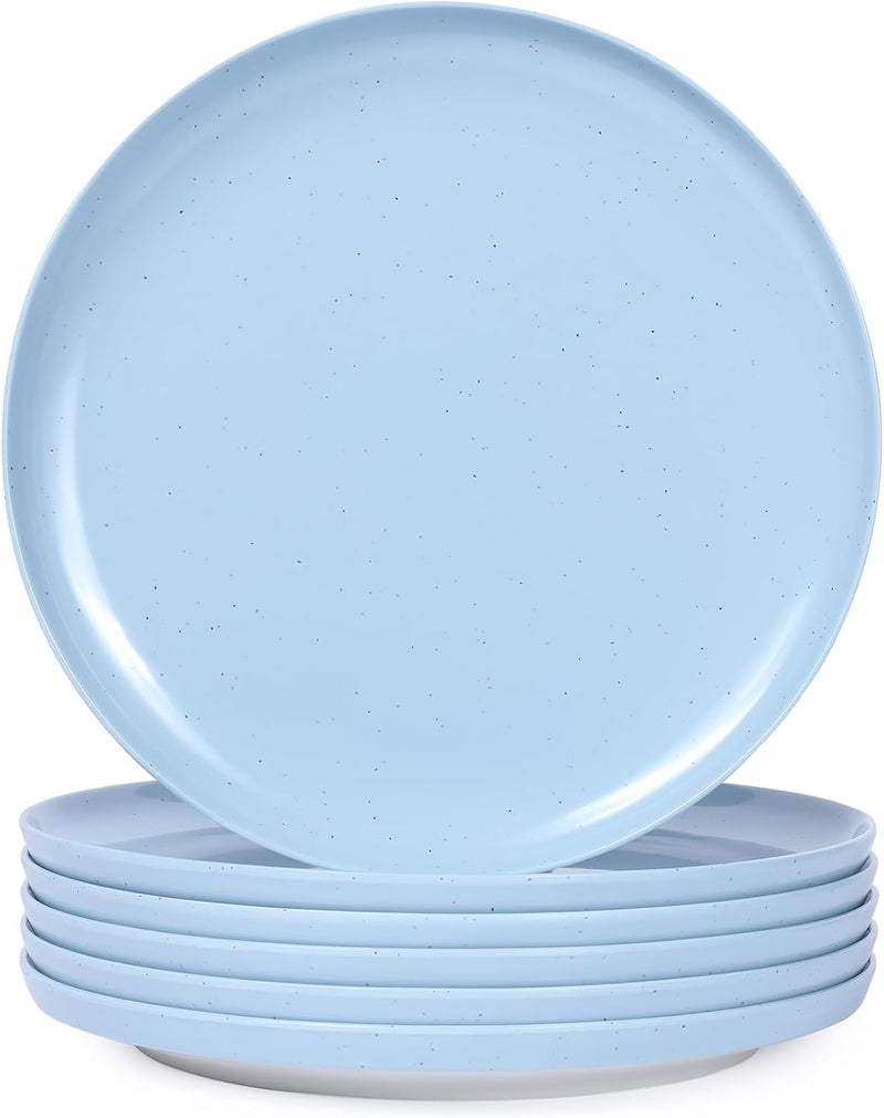 Webbylee 1025 Melamine Dinner Plates Set of 6  Durable Serving Dishes Perfect for Kitchen Outdoor Use Dishwasher SafeScratch ResistantBlue  Beige - Image 1