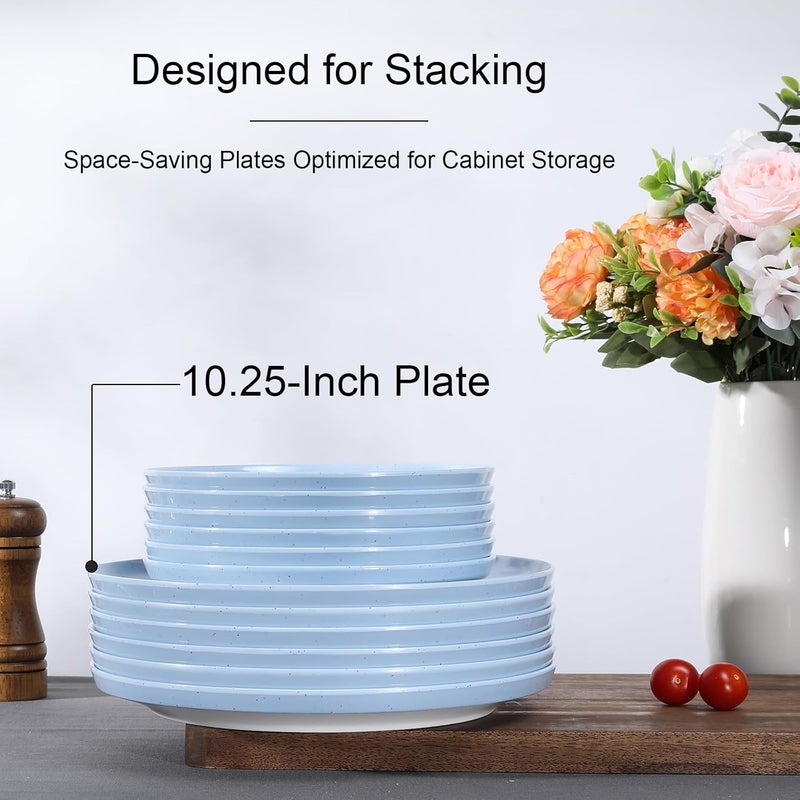 Webbylee 1025 Melamine Dinner Plates Set of 6  Durable Serving Dishes Perfect for Kitchen Outdoor Use Dishwasher SafeScratch ResistantBlue  Beige - Image 4