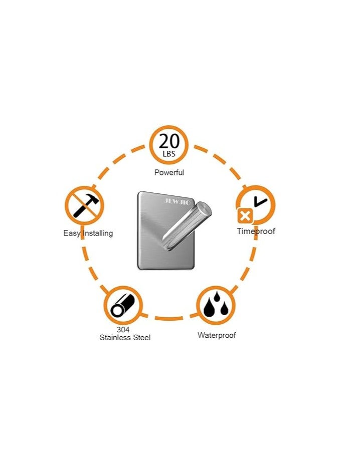 general Wall Hooks Heavy Duty Adhesive Hooks Stainless Steel Hangers Nail Free Utility Hooks, Stick on Hook for Hanging Towel Cloth Calendar Available for Kitchen/Closet/Cabinet/Toilet/Ceiling/Door - Image 2