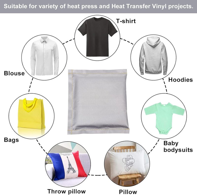 EXCEART Reusable Heat Pressing Pad Heat Transfer Mat for Clothing Silver Pillows Sublimation Pressing - Image 5