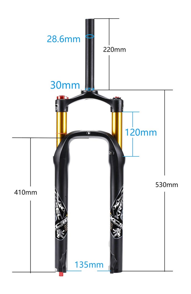 BUCKLOS 26 inch MTB Air Fork Snow Fat Mountain Bike Fork Travel 120mm, Rebound Adjustment Bicycle Front Forks for 4.0" Tire Disc Brake. - Image 2