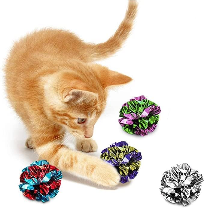 SunGrow Cat Crinkle Balls (Multicolor, 6 Pieces) - Image 2