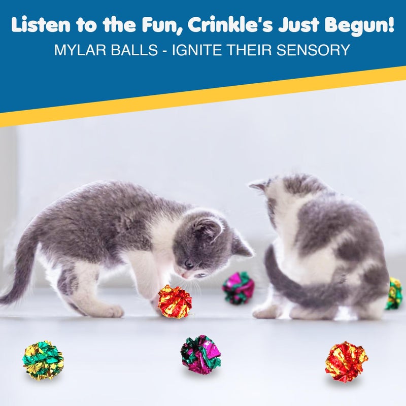 SunGrow Cat Crinkle Balls (Multicolor, 6 Pieces) - Image 4