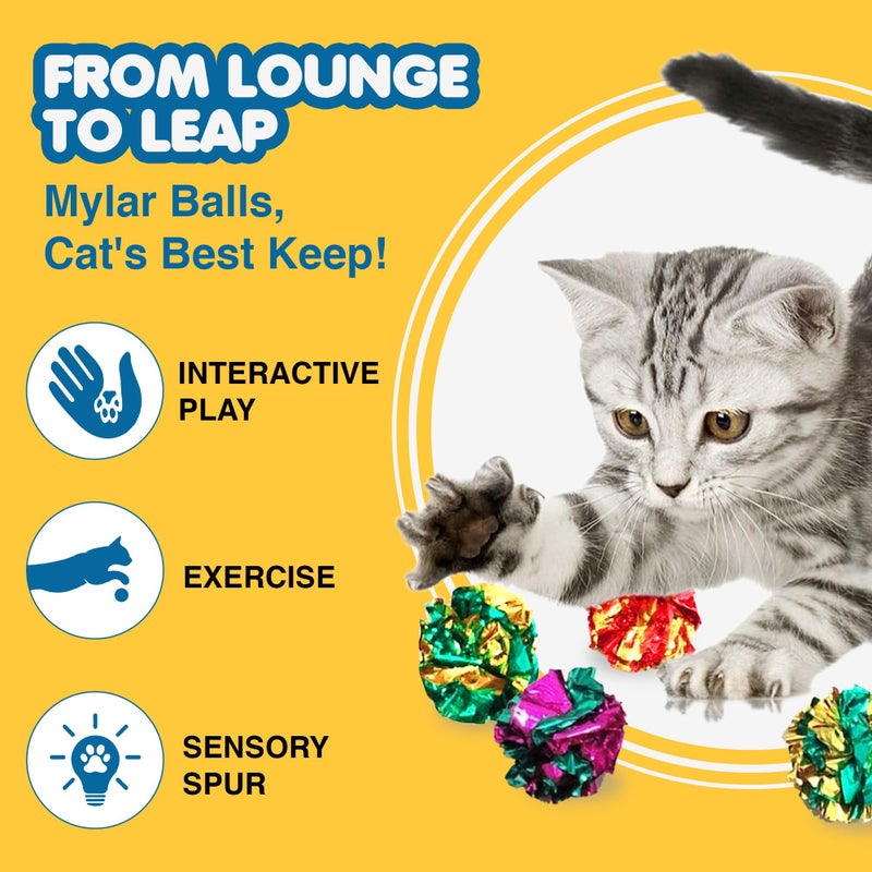 SunGrow Cat Crinkle Balls (Multicolor, 6 Pieces) - Image 3