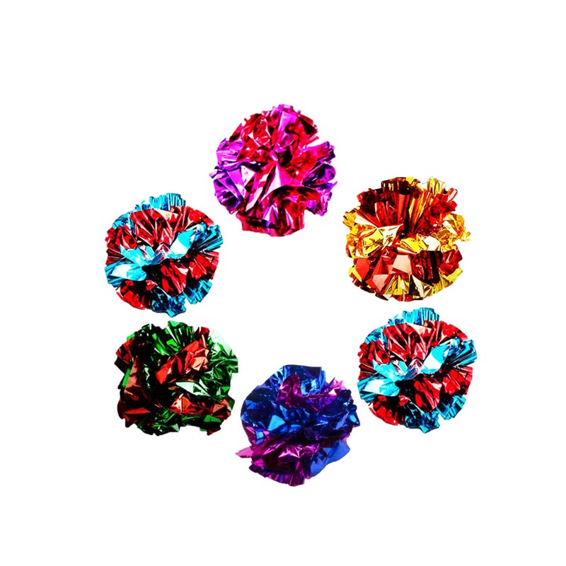 SunGrow Cat Crinkle Balls (Multicolor, 6 Pieces) - Image 1