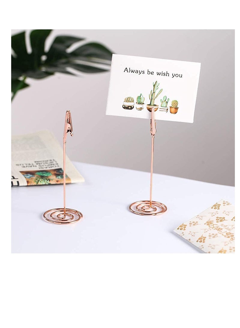 Excefore Place Card Holder Place Card Holder Memo Holder Clip Photo Holder Table Number Holder, Note Clip Photo Clip Holder Stand, Table Number Holder Place Card Paper Menu Stand 12pcs (Rose Gold) - Image 5