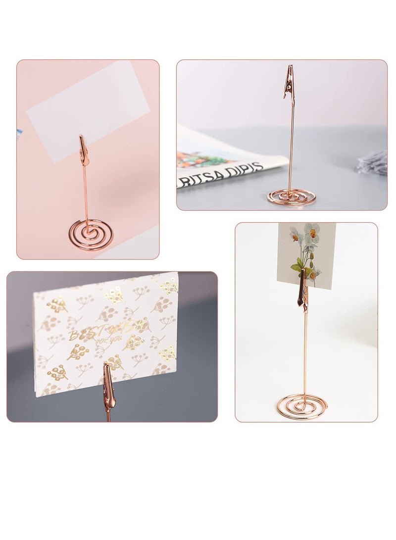 Excefore Place Card Holder Place Card Holder Memo Holder Clip Photo Holder Table Number Holder, Note Clip Photo Clip Holder Stand, Table Number Holder Place Card Paper Menu Stand 12pcs (Rose Gold) - Image 2