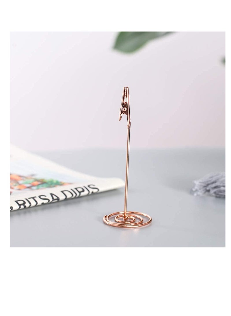 Excefore Place Card Holder Place Card Holder Memo Holder Clip Photo Holder Table Number Holder, Note Clip Photo Clip Holder Stand, Table Number Holder Place Card Paper Menu Stand 12pcs (Rose Gold) - Image 3