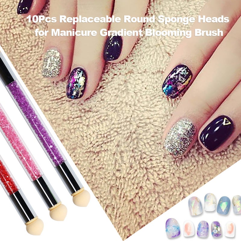 10Pcs Replaceable Round Sponge Heads for Manicure Gradient Blooming Brush Shade Maker UV Gel Polisher Nail Art Tools - Image 5