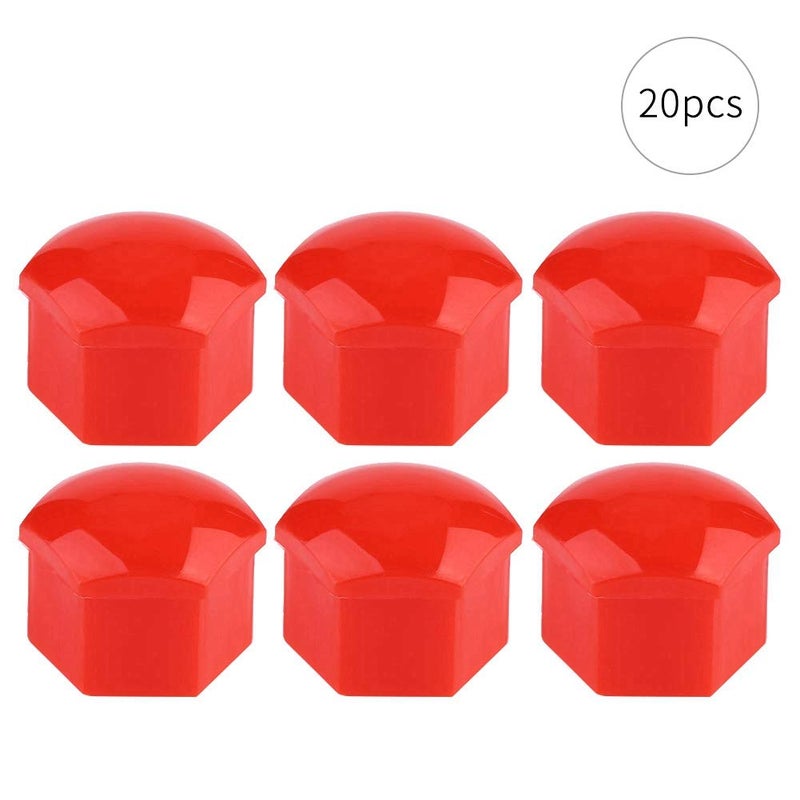 Red Nylon Wheel Nut Covers 21mm Antitheft Hub Screw Dust Protectors 20pcs - Image 4