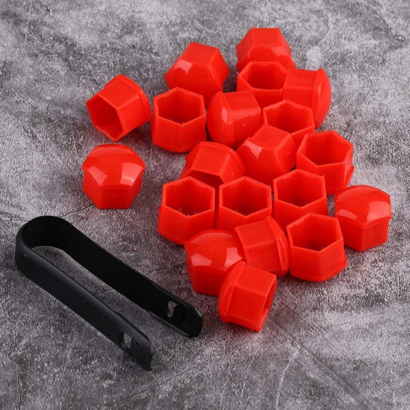 Red Nylon Wheel Nut Covers 21mm Antitheft Hub Screw Dust Protectors 20pcs - Image 5