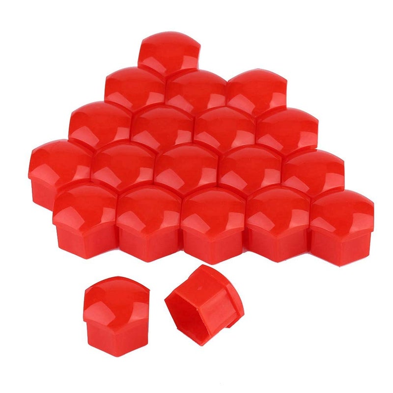 Red Nylon Wheel Nut Covers 21mm Antitheft Hub Screw Dust Protectors 20pcs - Image 3