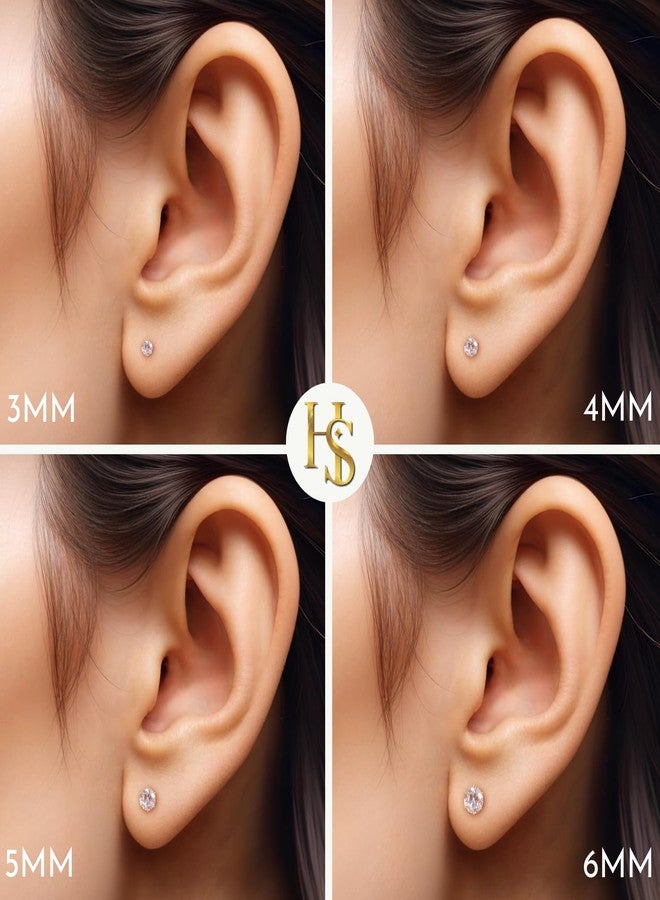 HIGHSPARK 925 Silver Solitaire Screwback Stud Earrings in 18K Gold Finish | 92.5 Sterling Silver and Diamond like Brilliance Sparkling Zirconia| Lovely Gift - 4mm - Image 5