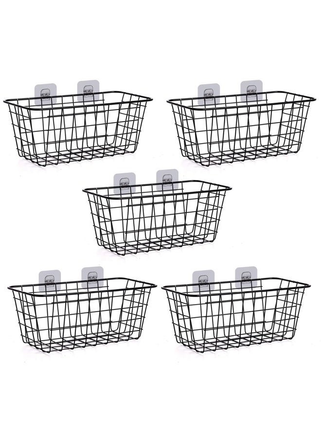 XINFULL 5 Pack Wire Storage Baskets Household Metal Wall-Mounted Containers Organizer Bins for Kitchen Bathroom Freezer Pantry Closet Laundry Room Cabinets Garage Shelf, Medium - Image 1