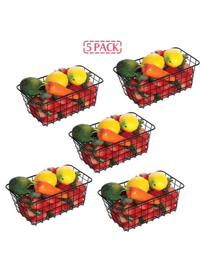 XINFULL 5 Pack Wire Storage Baskets Household Metal Wall-Mounted Containers Organizer Bins for Kitchen Bathroom Freezer Pantry Closet Laundry Room Cabinets Garage Shelf, Medium - Image 3