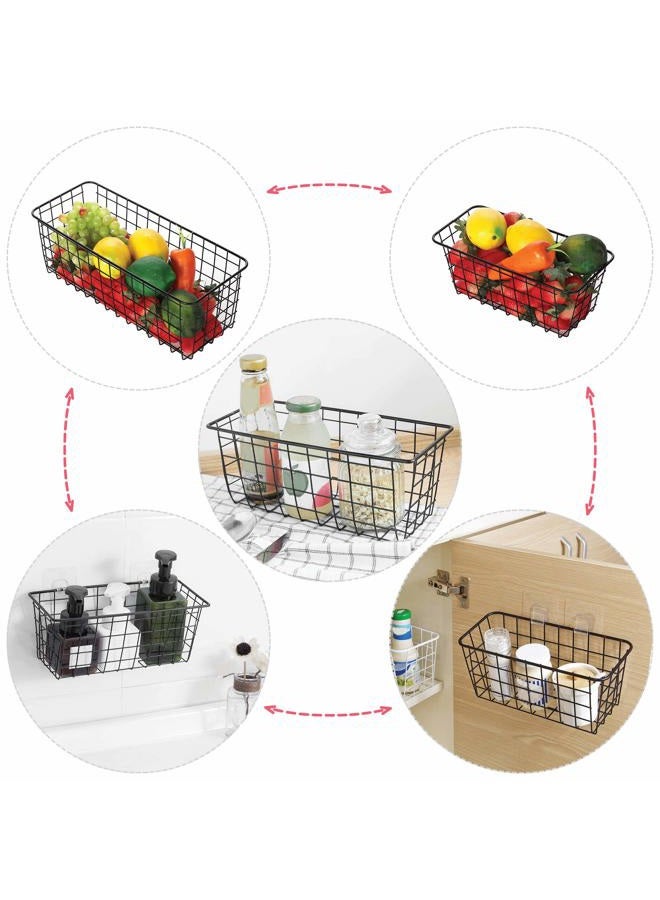 XINFULL 5 Pack Wire Storage Baskets Household Metal Wall-Mounted Containers Organizer Bins for Kitchen Bathroom Freezer Pantry Closet Laundry Room Cabinets Garage Shelf, Medium - Image 5