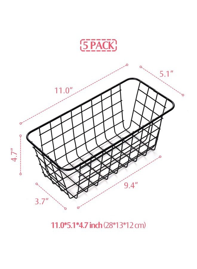 XINFULL 5 Pack Wire Storage Baskets Household Metal Wall-Mounted Containers Organizer Bins for Kitchen Bathroom Freezer Pantry Closet Laundry Room Cabinets Garage Shelf, Medium - Image 2