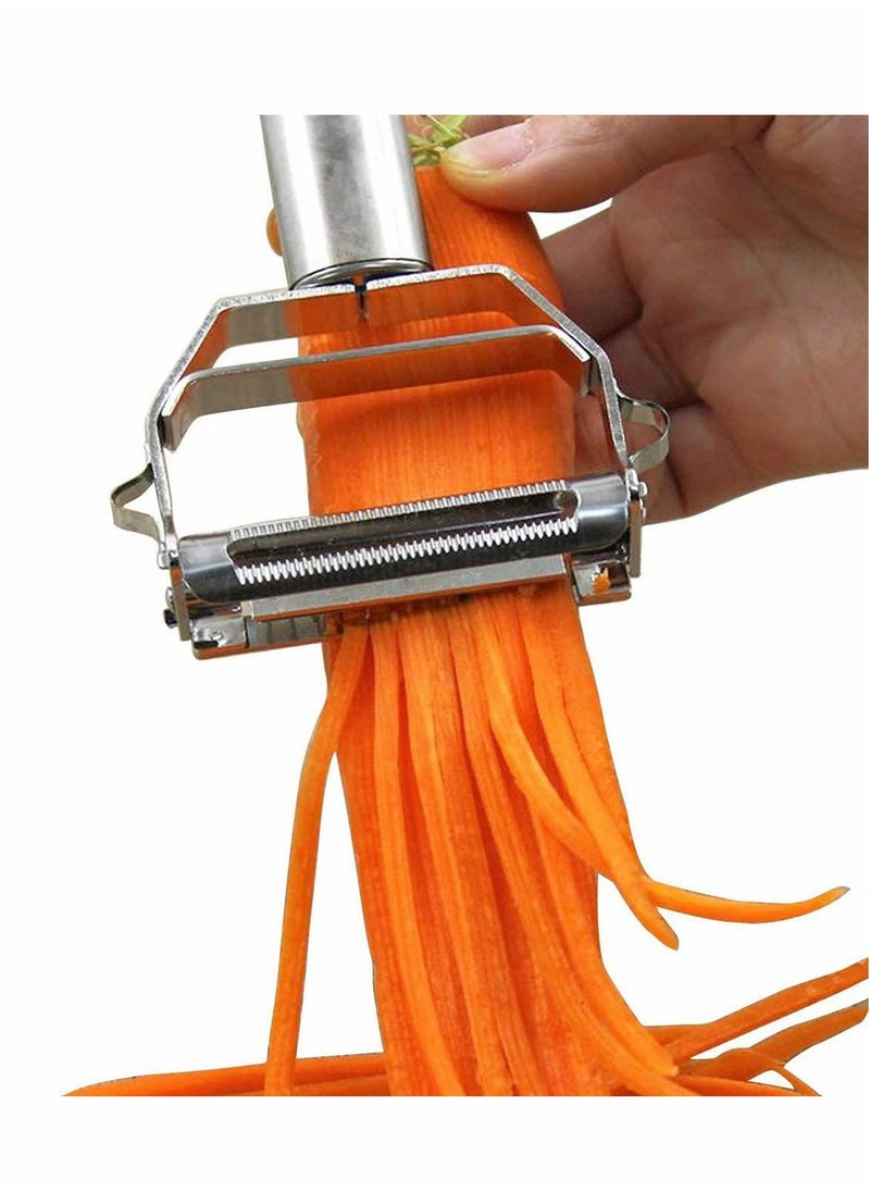 SYOSI Peeler Dual Peeler & Vegetable Peeler Stainless Steel Ultra Sharp Ergonomic Peeler With Cleaning Brush, Comfortable Handle Stainless Steel Rotary Super Sharp Food Peeler  - Image 2