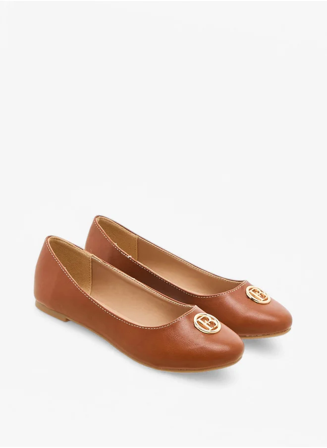 Flora Bella By Shoexpress Metal Accent Slip-On Ballerinas