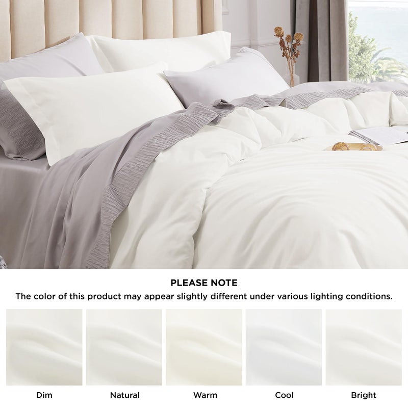 Bedsure Duvet Cover Full Size - Soft Double Brushed Bedding Set for Kids & Adults, Zipper Closure, 3 Pieces, Includes 1 Duvet Cover (80"x90") & 2 Pillow Shams, NO Comforter, Cream White - Image 5