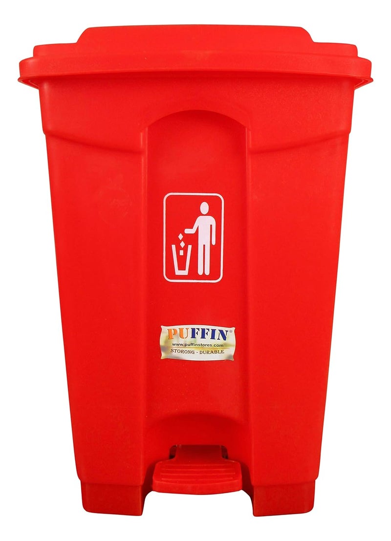 Puffin Pedal Dustbin 60 Litre Plastic Red Color