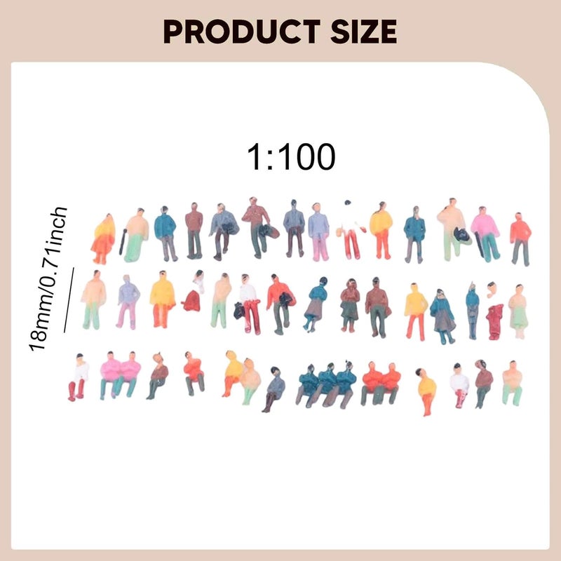 Miniature People Figures Assortment Miniature Figures DIY Projects Layout Painted Miniature People Figurines Architectural Model Mini Models Diorama, 46pcs 18mm - Image 3
