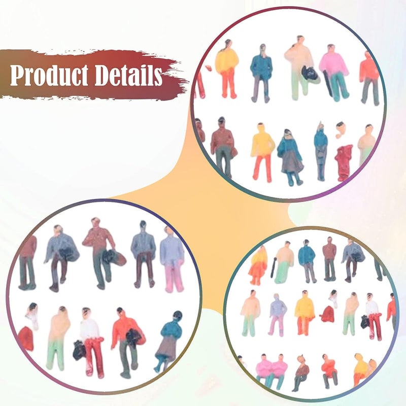 Miniature People Figures Assortment Miniature Figures DIY Projects Layout Painted Miniature People Figurines Architectural Model Mini Models Diorama, 46pcs 18mm - Image 2