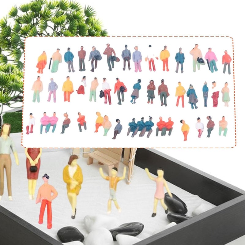 Miniature People Figures Assortment Miniature Figures DIY Projects Layout Painted Miniature People Figurines Architectural Model Mini Models Diorama, 46pcs 18mm - Image 4
