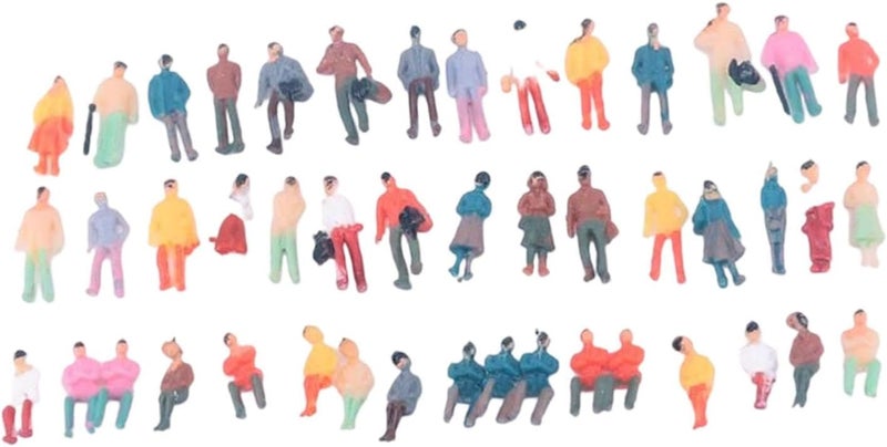 Miniature People Figures Assortment Miniature Figures DIY Projects Layout Painted Miniature People Figurines Architectural Model Mini Models Diorama, 46pcs 18mm - Image 1
