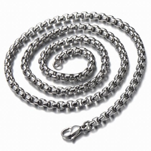 COOLSTEELANDBEYOND Men Women EXTRA LARGE Steel Cross Pendant Necklace with Cubic Zirconia, 30 inches Wheat Chain - Image 4