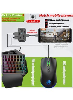 HXSJ Wired RGB Gaming Mouse 35 Keys Single-hand Gaming Keyboard Portable Android Keyboard Mouse Converter Combo  - Image 2