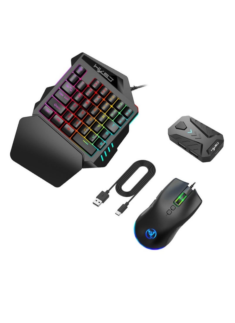 إتش إكس إس جيه - السلكية RGB لعبة الماوس 35 مفاتيح لعبة يد واحدة لوحة المفاتيح المحمولة الروبوت لوحة المفاتيح والفأرة محول مجموعة - Image 1