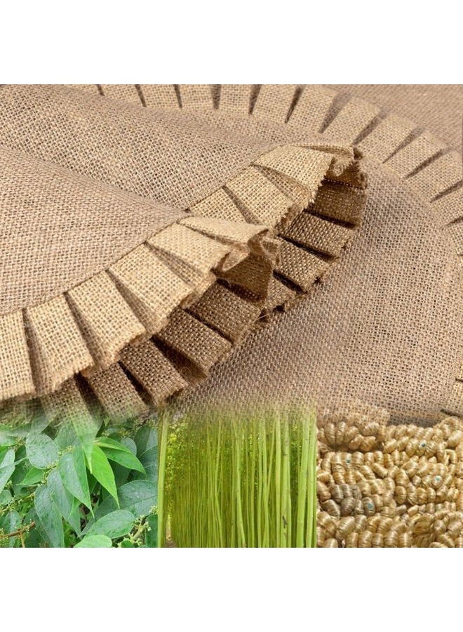 FunWheat Burlap Round Braided Placemats Set of 6 for Dining Tables 15 Inch Heat Resistant Jute Table Mats Farmhouse Woven Fabric Natural Place mats (Ruffled Lace) - Image 3