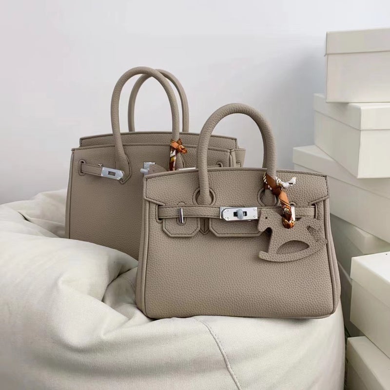 Litchi Pattern Genuine Leather Silver Buckle Platinum Bag Buckle Bridal Bag Cowhide Shoulder Handbag Crossbody Women'S Bag - Image 3