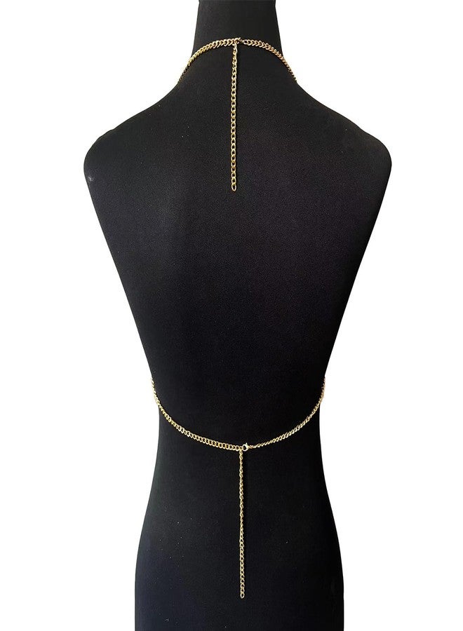 WFik Metal Layered Bra Body Chain Jewelry Sexy Crossover Harness Chest Chain Summer Beach Bikini Waist Body Jewelry for Women (Gold) - Image 4