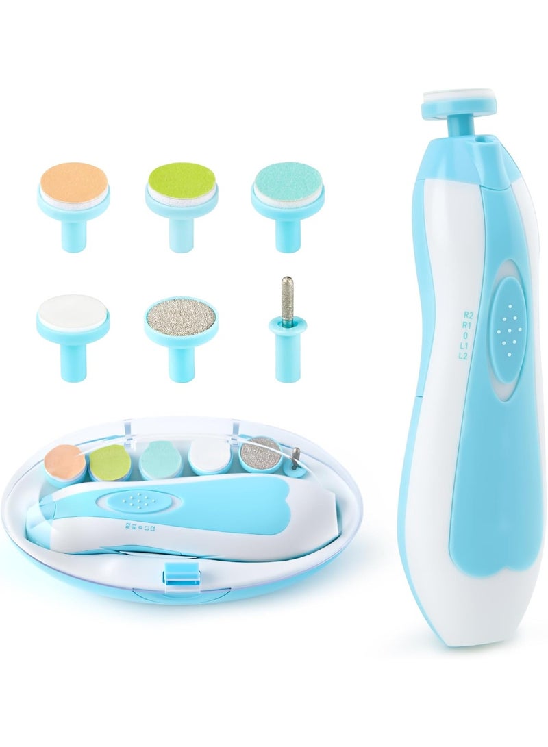 Meetion Baby Nail Trimmer File with Light Safe Electric Nail Clippers Kit for Newborn Infant Toddler Kids Toes and Fingernails Care, Polish and Trim Battery Operated (AA) - Image 1