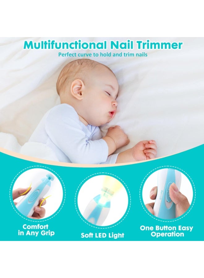 Meetion Baby Nail Trimmer File with Light Safe Electric Nail Clippers Kit for Newborn Infant Toddler Kids Toes and Fingernails Care, Polish and Trim Battery Operated (AA) - Image 2
