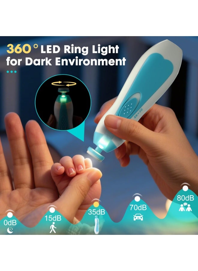 Meetion Baby Nail Trimmer File with Light Safe Electric Nail Clippers Kit for Newborn Infant Toddler Kids Toes and Fingernails Care, Polish and Trim Battery Operated (AA) - Image 3