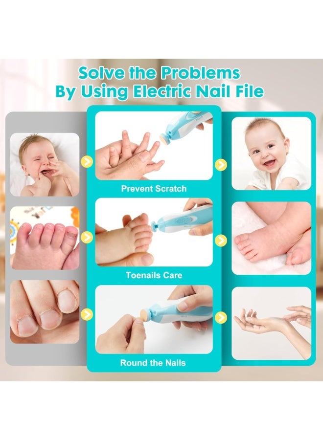 Meetion Baby Nail Trimmer File with Light Safe Electric Nail Clippers Kit for Newborn Infant Toddler Kids Toes and Fingernails Care, Polish and Trim Battery Operated (AA) - Image 4