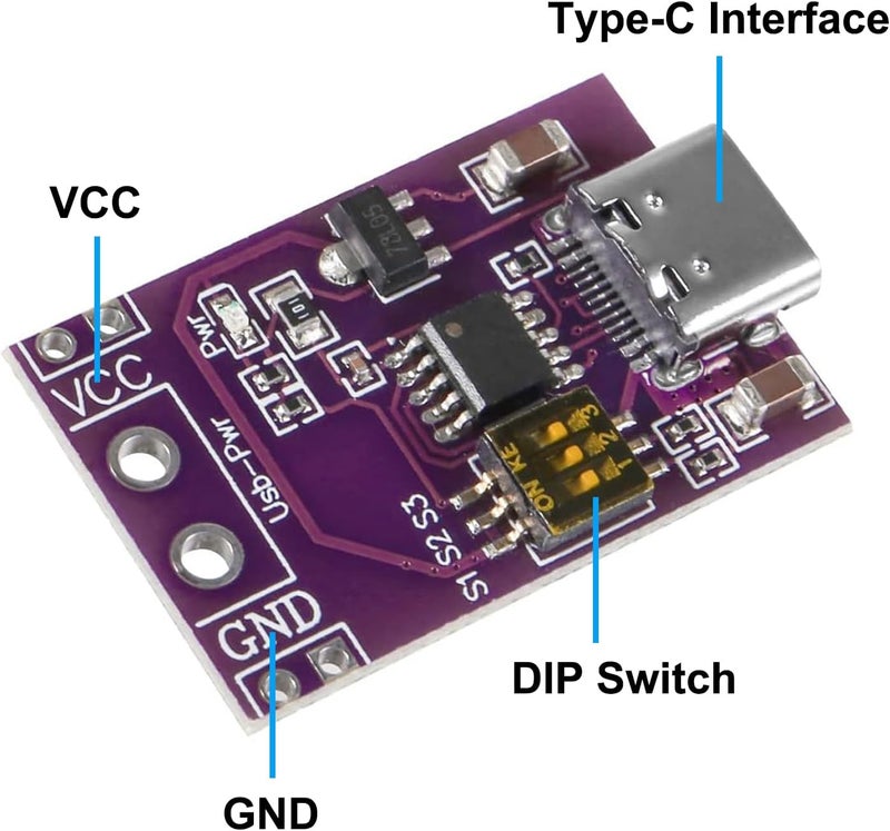 AITIAO 3Pcs Type-C QC AFC PD2.0 PD3.0 to DC Fast Charge Decoy Trigger Polling Detector Power Supply Change Board Module Support 5V 9V 12V 15V 20V Fixed Voltage Output - Image 4