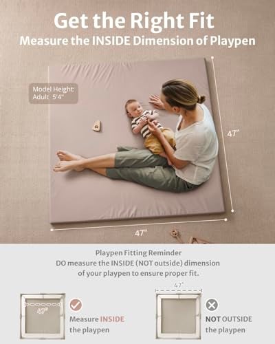 Blissful Diary Vegan Leather Baby Play Mat, 47x47 Thicken Foam Cushioned & Waterproof Playpen Mat for Infants and Toddlers, Stylish and Just Wipe-Clean Playmat for Baby Play on Floor, Taupe - Image 2