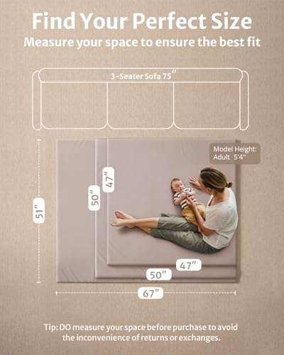 Blissful Diary Vegan Leather Baby Play Mat, 47x47 Thicken Foam Cushioned & Waterproof Playpen Mat for Infants and Toddlers, Stylish and Just Wipe-Clean Playmat for Baby Play on Floor, Taupe - Image 3